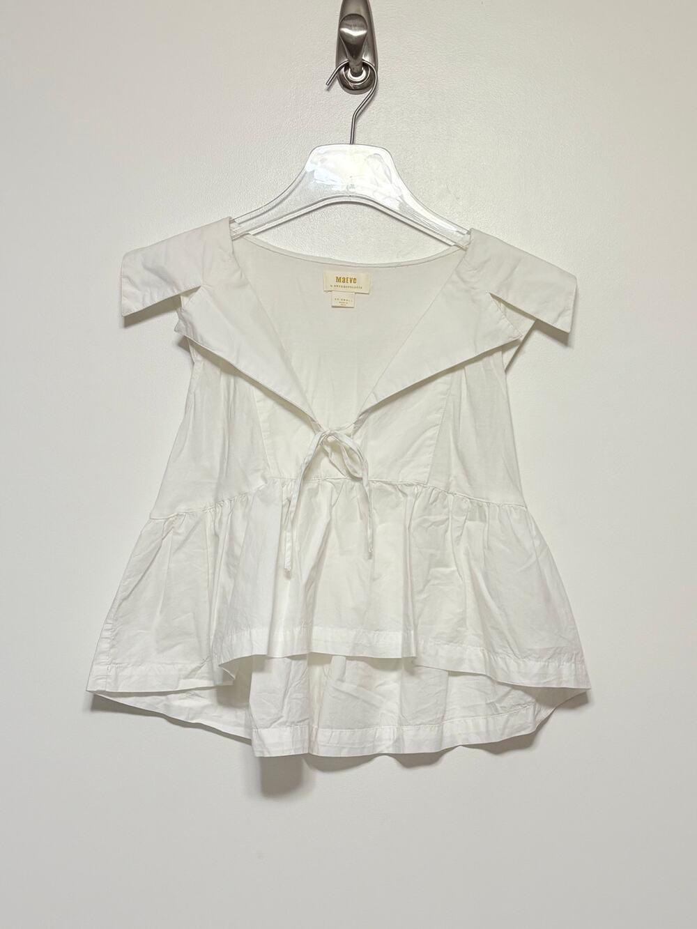 Maeve By Anthropologie Front Tie Blouse in White Size XXS